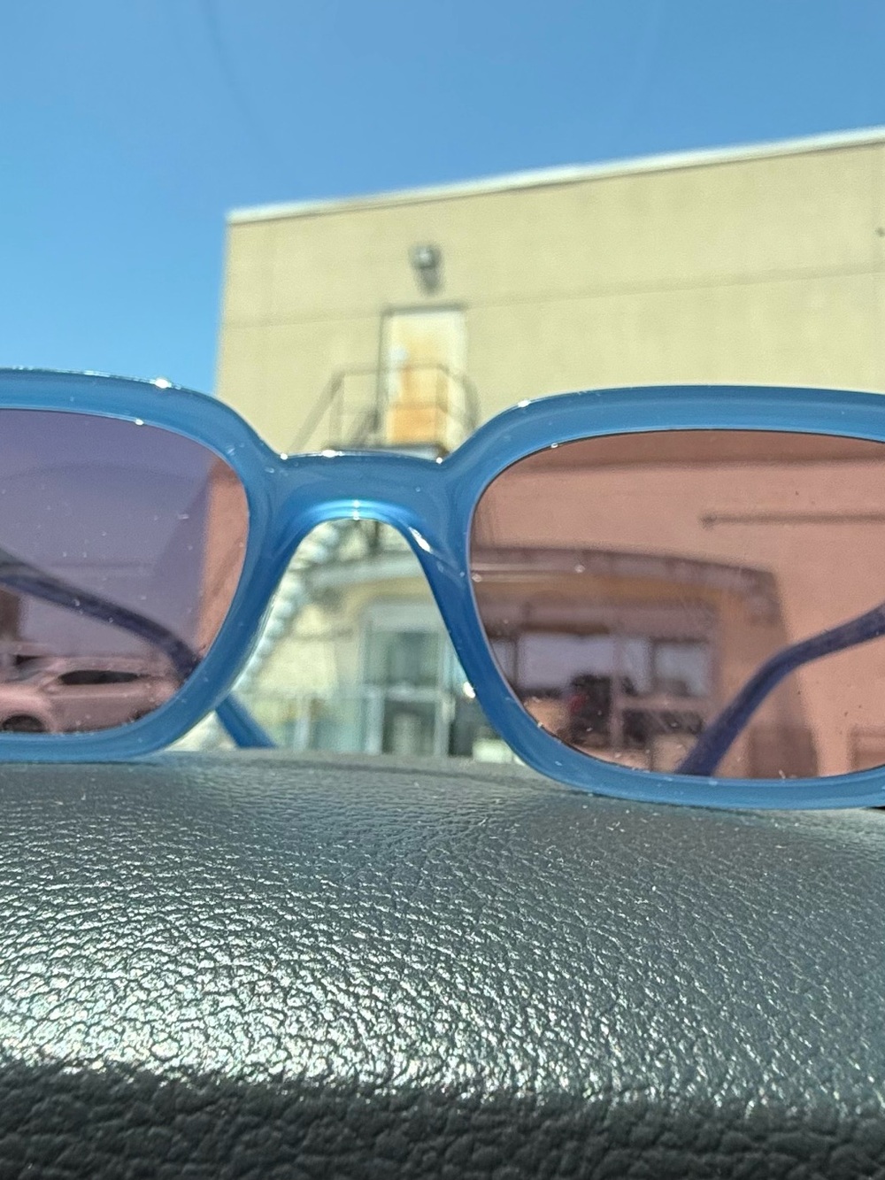 Ray-Ban Blue Frame Sunglasses with Pink Lenses